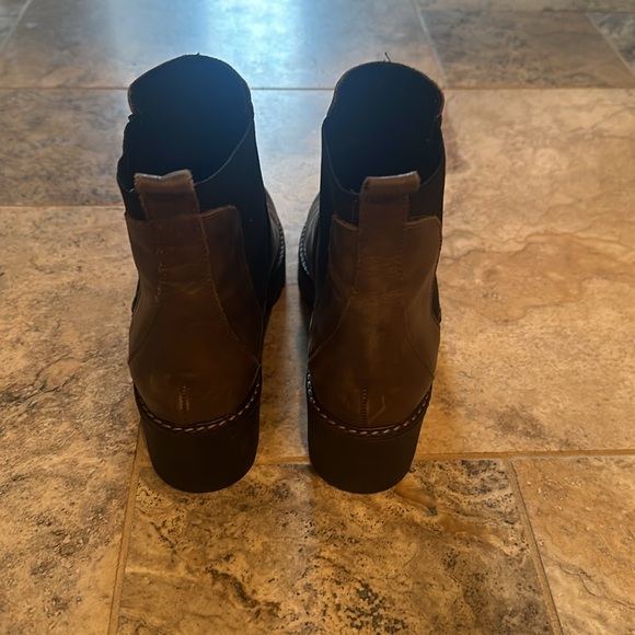 Anthropologie Olive Green Leather Slip On Boots - Picture 4 of 5